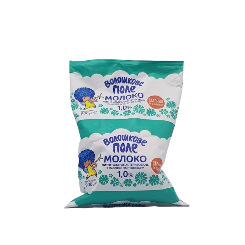 Молоко коров'яче ВОЛОШКОВЕ ПОЛЕ, ультрапастеризоване, 1%, 900г